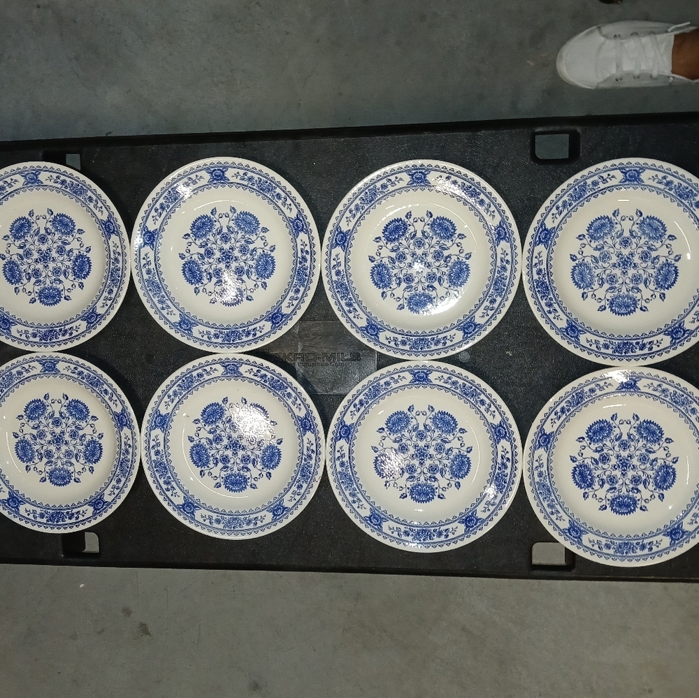 Royal China USA Hampshire Blue & White Ironstone Dinner Plate 10" Set Of 4 - Picture 6 of 10